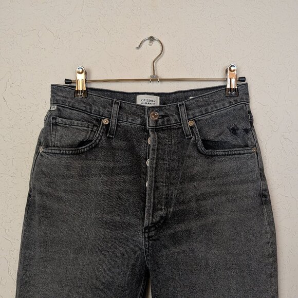 COH Jolene High Rise Straight Button Up Distressed Jean, Secrets Gray - Picture 3 of 13